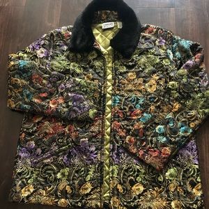 Chico’s embroidered floral design jacket